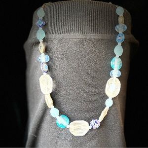 Chunky Teal Beaded Necklace   SUPER FAST SHIPPING